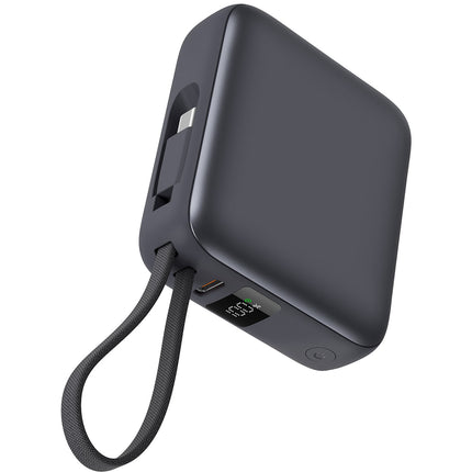 Powerbanka 10000mAh 22.5W PD, dva USB-C kabely, černá