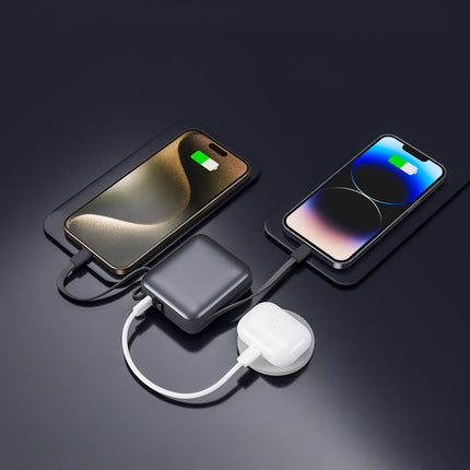 Powerbanka 10000mAh 22.5W PD, dva USB-C kabely, černá