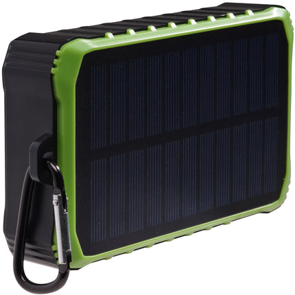 Powerbanka 10,000 mAh solární článek s klikou černá/zelená