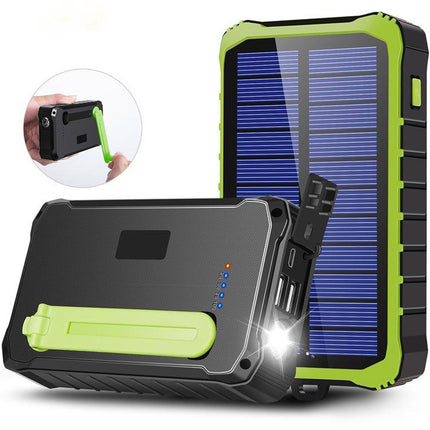 Powerbanka 10,000 mAh solární článek s klikou černá/zelená