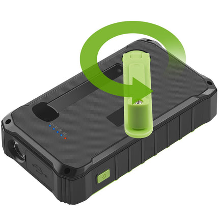 Powerbanka 10,000 mAh solární článek s klikou černá/zelená