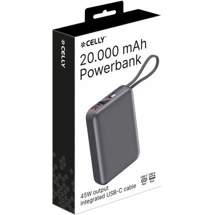 Powerbanka 20000mAh 45W PD, vestavěný USB-C kabel