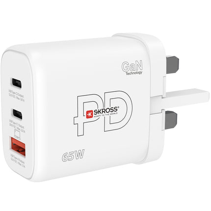 Napájecí nabíječka UK atd. 2xUSB-C PD + 1xUSB-A GaN 65W