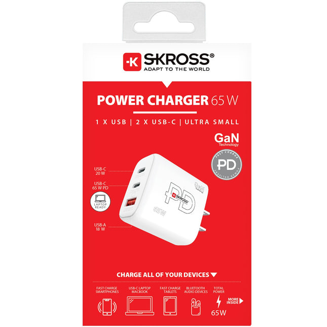 Napájecí nabíječka US/Japonsko atd. 2xUSB-C PD + 1xUSB-A GaN 65W