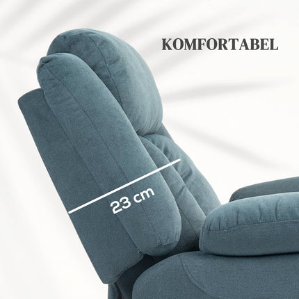 Elektrické polohovací křeslo s dálkovým ovládáním, samet, modrá