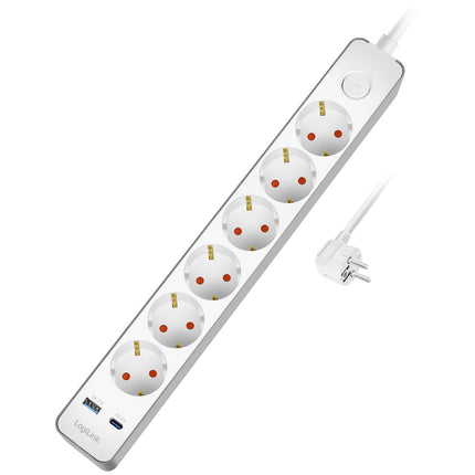 Zásuvková lišta 6 zásuvek + USB-A/USB-C PD 20W, vypínač, 1.4m, bílá