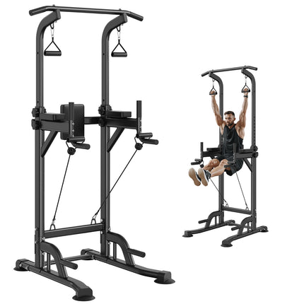 Power Tower Dip Station – 10-Level Adjustable, 440 Lb