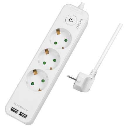 Rozbočka 3 zásuvky + 2 USB s vypínačem 1.5m bílá