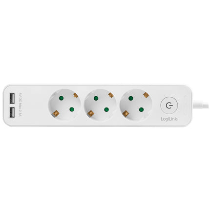 Rozbočka 3 zásuvky + 2 USB s vypínačem 1.5m bílá