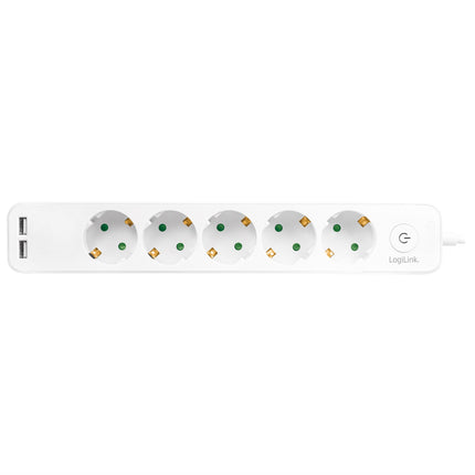 Rozbočka 5 zásuvek + 2 USB s vypínačem 1.5m bílá