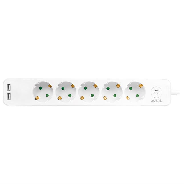 Rozbočka 5 zásuvek + 2 USB s vypínačem 1.5m bílá
