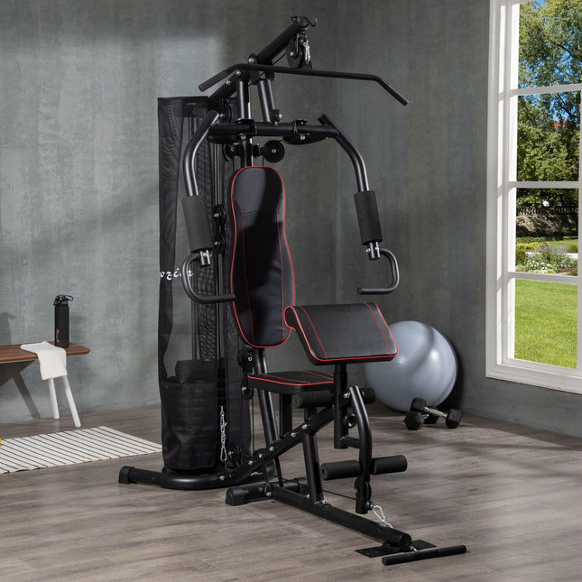 Domácí posilovací věž – 45 kg závaží, kladka, lavice