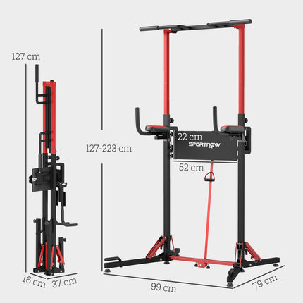 Nastavitelná skládací posilovací věž 127-223 cm pro domácí posilovnu