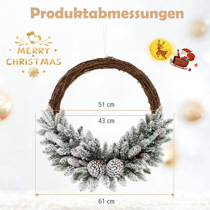 Vánoční věnec s osvětlením 24 palců, 35 LED, časovač