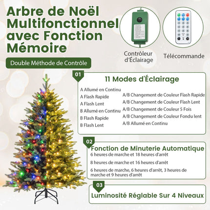 Umělý vánoční stromek s osvětlením 150cm, 250 LED, sklopné větve
