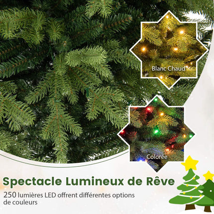 Umělý vánoční stromek s osvětlením 150cm, 250 LED, sklopné větve