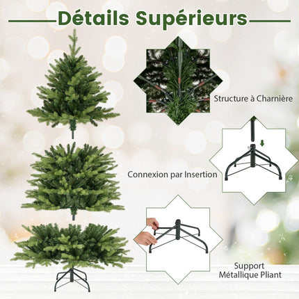 Umělý vánoční stromek s osvětlením 150cm, 250 LED, sklopné větve