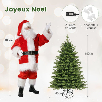 Umělý vánoční stromek s osvětlením 150cm, 250 LED, sklopné větve