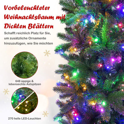 Umělý vánoční stromek s osvětlením 180cm, 270 LED, 648 větviček