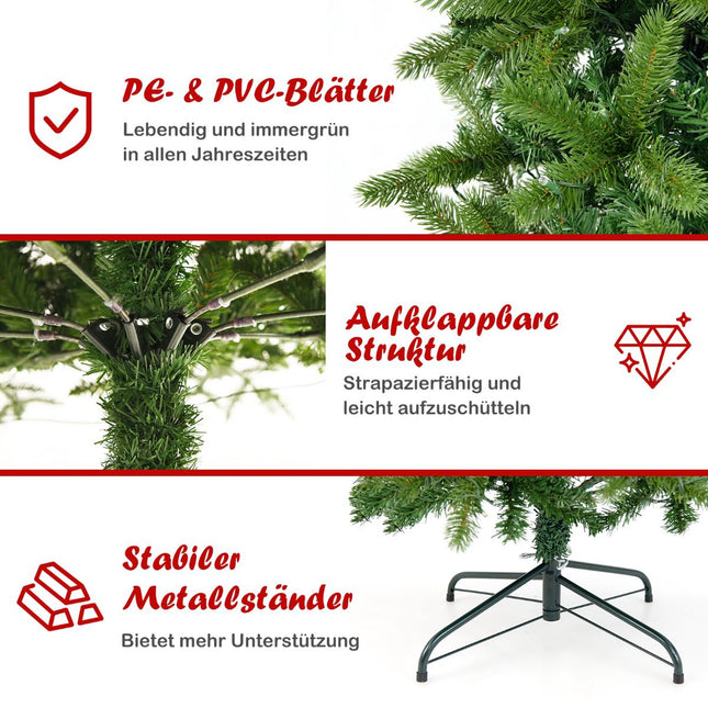 Umělý vánoční stromek s osvětlením 180cm, 270 LED, 648 větviček