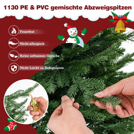Umělý vánoční stromek s osvětlením 213 cm, 8 režimů, teplá bílá LED