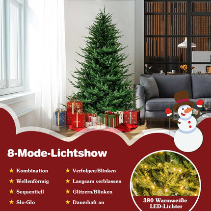 Umělý vánoční stromek s osvětlením 213 cm, 8 režimů, teplá bílá LED