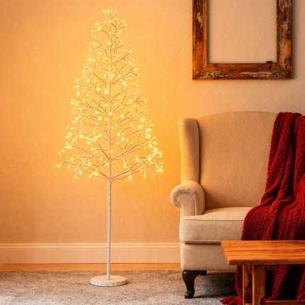 Svítící bříza 1.5m, 240 teplých bílých LED, zatížená základna