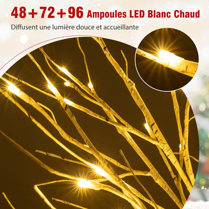 Sada svítících bříz, 3 ks 120–180 cm, teplé LED