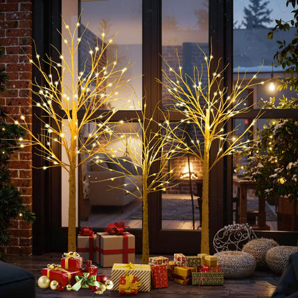 Sada svítících bříz, 3 ks 120–180 cm, teplé LED