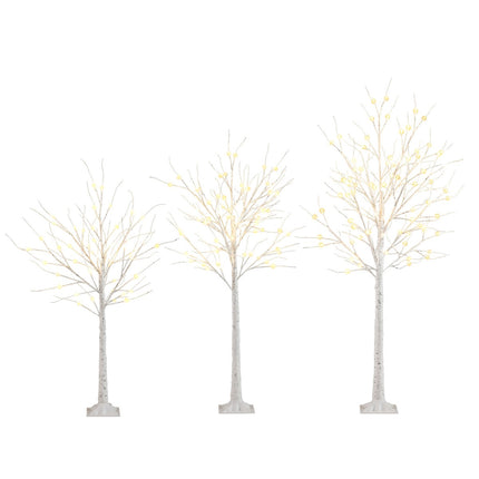 Sada svítících bříz, 3 ks 120–180 cm, teplé LED