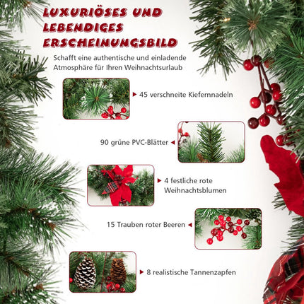 Svítící vánoční girlanda 270 cm, 50 teplých bílých LED, časovač