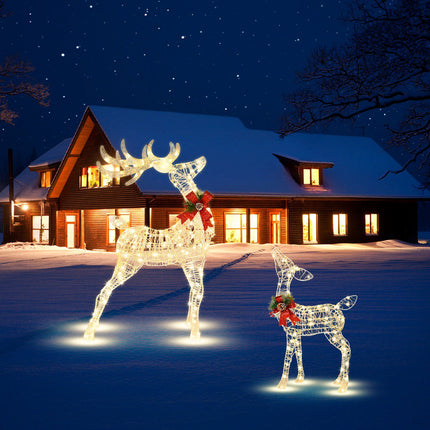 Svítící vánoční sob, 50 LED, venkovní zemní hroty