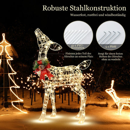 Svítící vánoční sob, 50 LED, venkovní zemní hroty