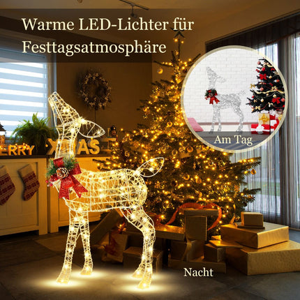 Svítící vánoční sob, 50 LED, venkovní zemní hroty