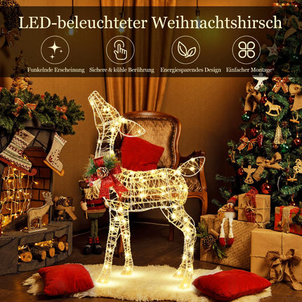 Svítící vánoční sob, 50 LED, venkovní zemní hroty