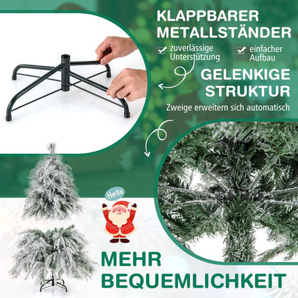 Svítící vánoční stromek se sklopnými větvemi 146cm, teplé bílé LED