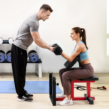 Preacher Curl Bench – Adjustable, 440 lb, Barbell Holder