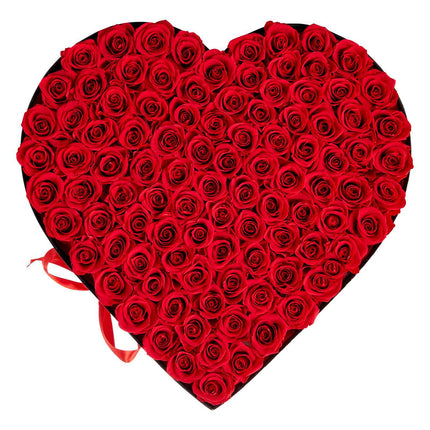 Preserved Roses, 100-Pack Heart Box, Classic Red