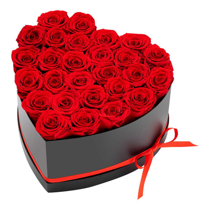 Preserved Roses, 27 Red Roses in Heart-Shaped Box