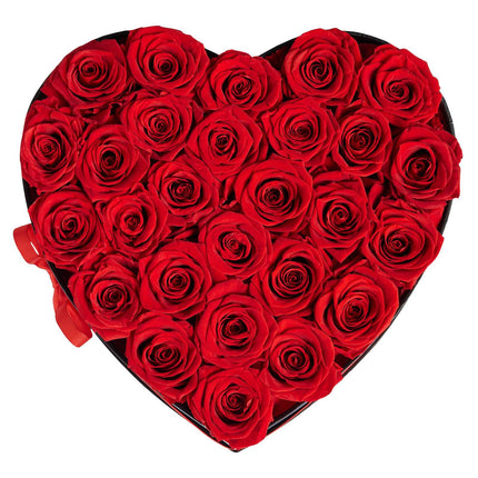 Preserved Roses, 27 Red Roses in Heart-Shaped Box