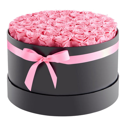 Preserved Roses, 50 Count, Sweet Pink Round Box