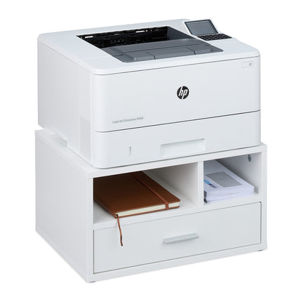 Printer Stand with Drawer – White, Storage Compartments