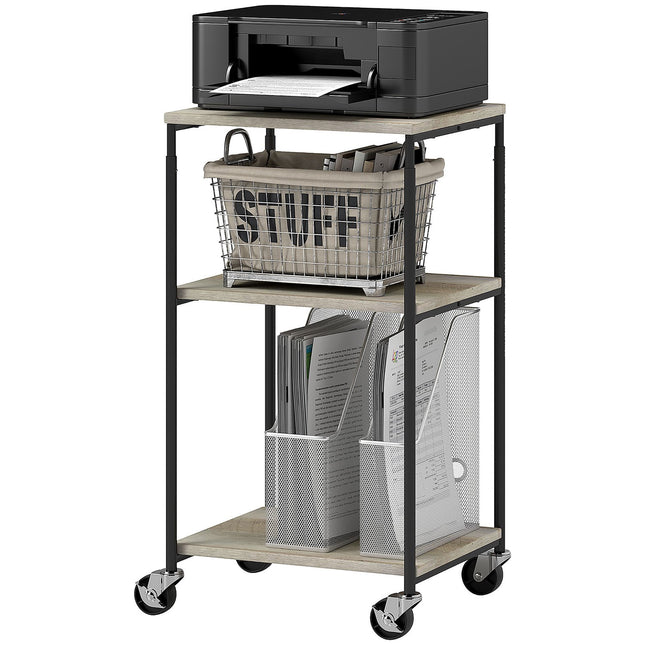 Printer trolley in steel - 3-level stand, holds 12 kg