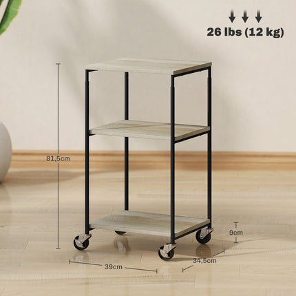 Ocelový vozík na tiskárnu – 3patrový stojan, nosnost 12 kg