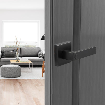 Privacy Door Lever Handle, Matte Black, Reversible Keyless