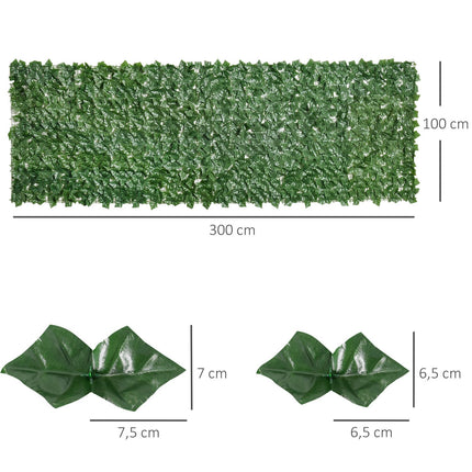 Umělý stínící živý plot – tmavě zelený, 300x100cm, na zahradu i terasu