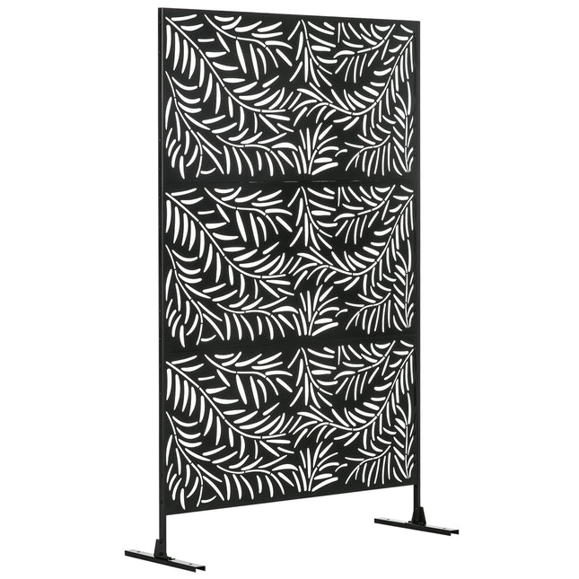 Privacyscherm Kamerscherm Met Wilgenbladpatroon, 122X198Cm, Staalzwart, Voor Tuin En Terras