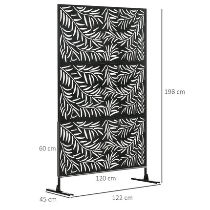 Zástěna dělicí ocelová – vrbový list, 122x198cm, na terasu
