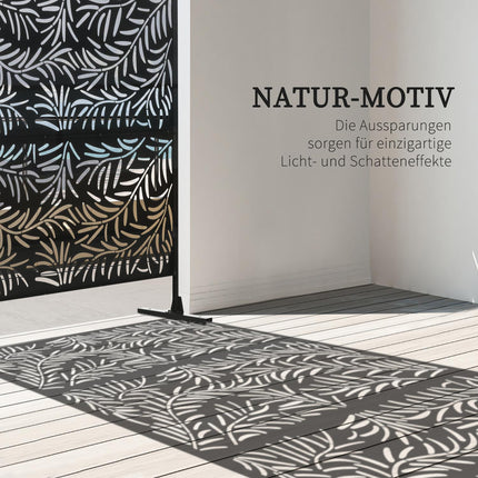 Zástěna dělicí ocelová – vrbový list, 122x198cm, na terasu
