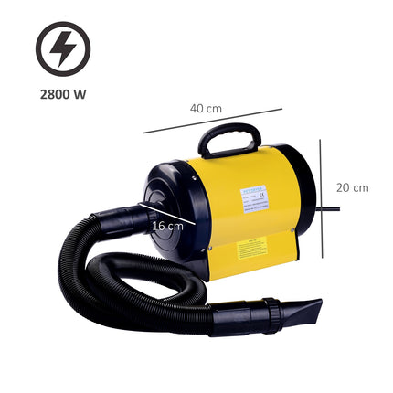 Vysoušeč srsti pro psy – 2800W, PVC, žlutý, 40x16x20cm